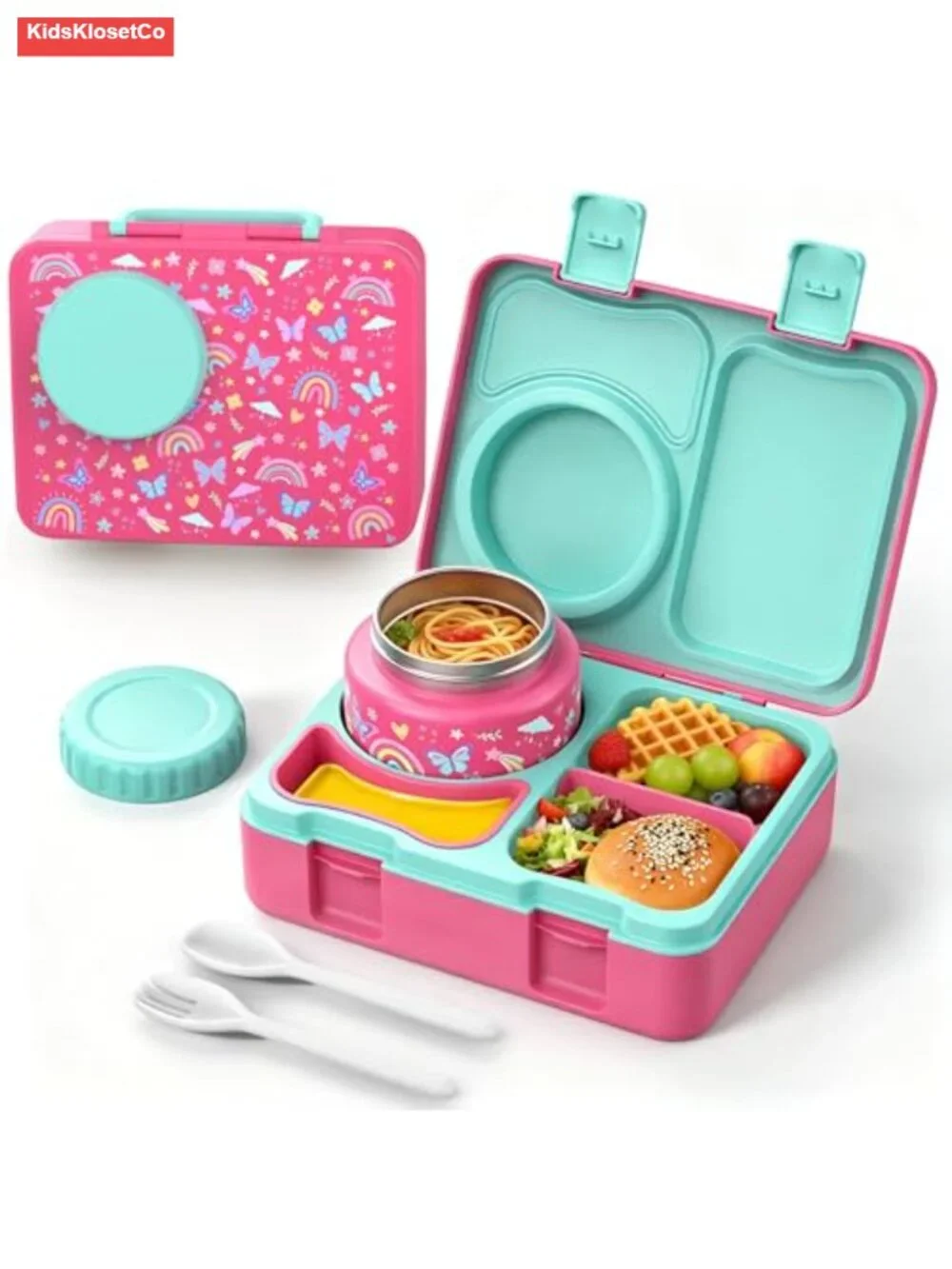 Kids Insulated Lunch Box with 8oz Thermo Food Jar, Leakproof Bento with Ice